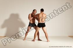 Underwear Fighting Man - Man White Muscular Short Brown Multi angles poses Academic